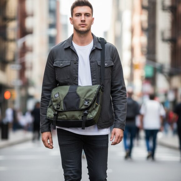 FUL Olive Green Laptop Messenger Bag EUC - Picture 1 of 3